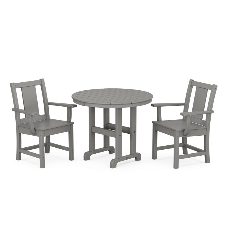 Prairie 3-Piece Farmhouse Dining Set, Slate Gray