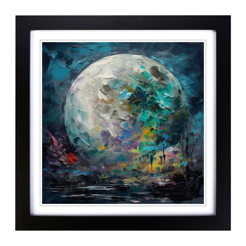 Moon Palette Knife No.4 - Framed Print, Black