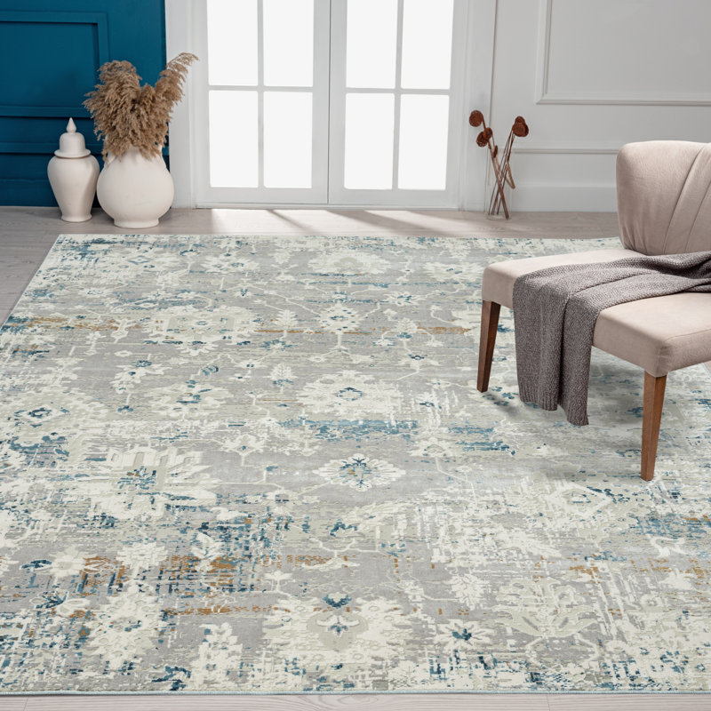 Dinovo Area Rug in Gray, Rectangle 2' x 3'