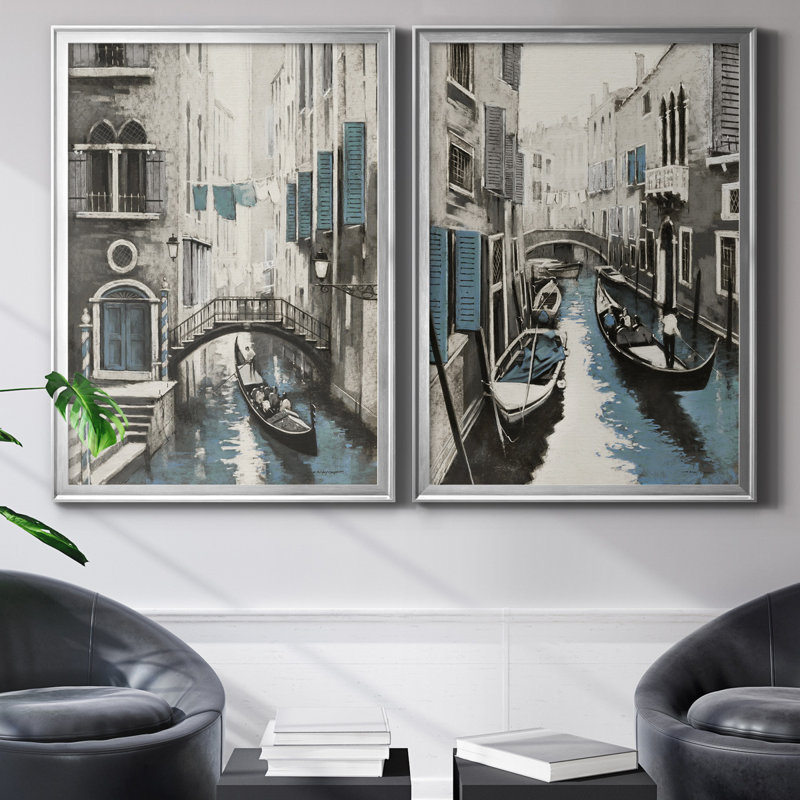 E. Anthony Orme - Matted and Framed Under Glass, Set of 2, Large Living Room Wall Art, 26.5" H x 73" W x 3" D, No Mat