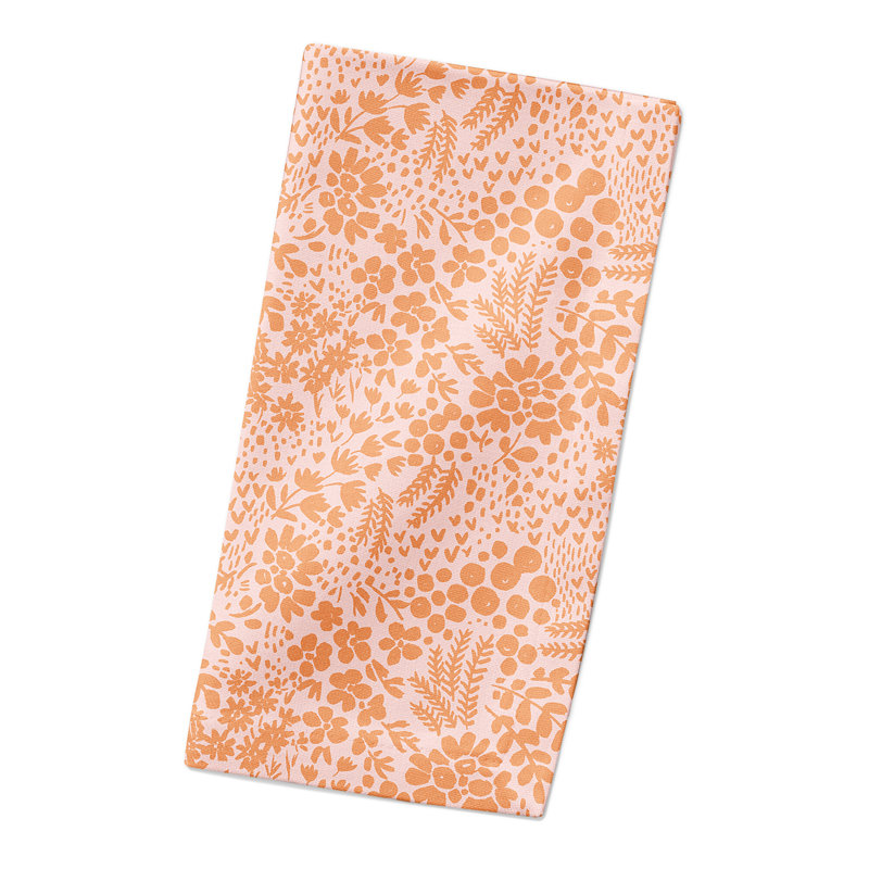 Dragi Cotton Floral Square Napkin, Orange