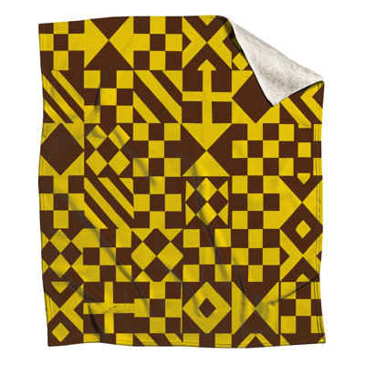 Couvertures à motif géométrique brun et jaune