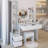 Full Body Mirror Cabinet + Round Mirror LED Vanity Table + Cushioned Stool, 17" diameter LED Mirror, Touch Control, 3-color, Brightness adjustable, Large Desktop, Multi-layer High Capacity Storage-238098386