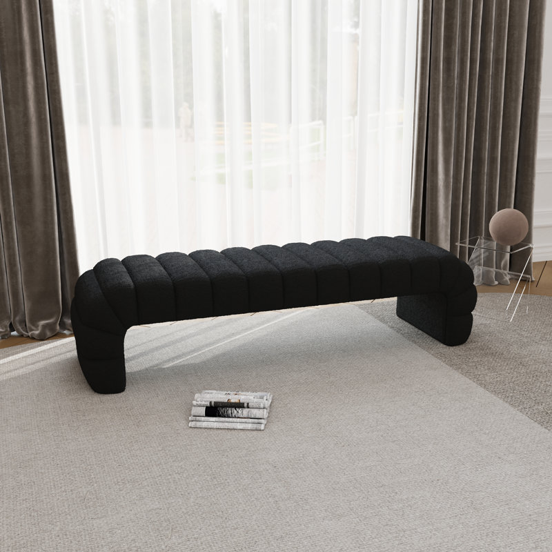 Banc en chenille capitonné Modern, Noir