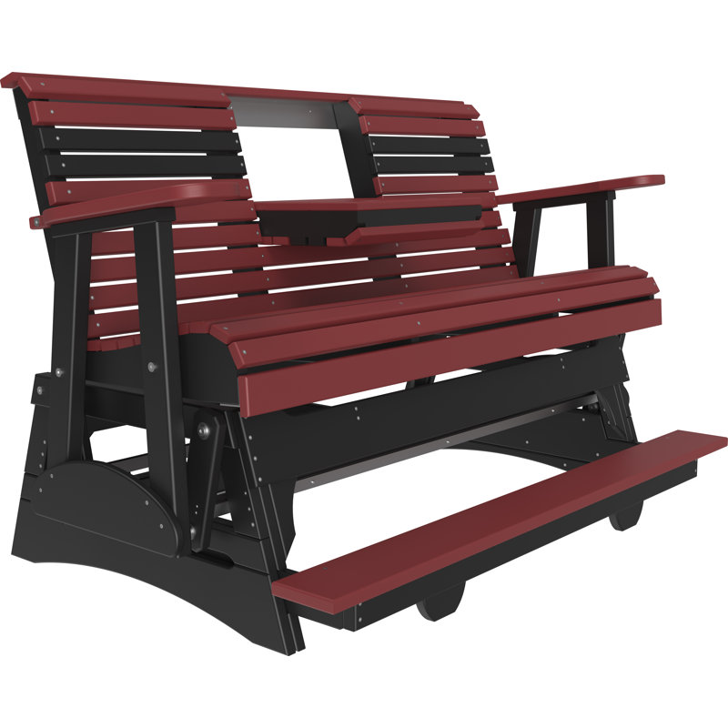 Banc d'extérieur coulissant en polywood, Rouge / noir