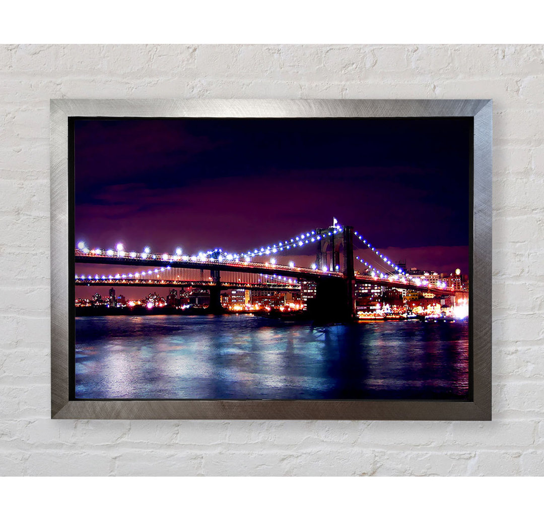 Brooklyn Bridge Lights By The Water - Einzelne Bilderrahmen Kunstdrucke