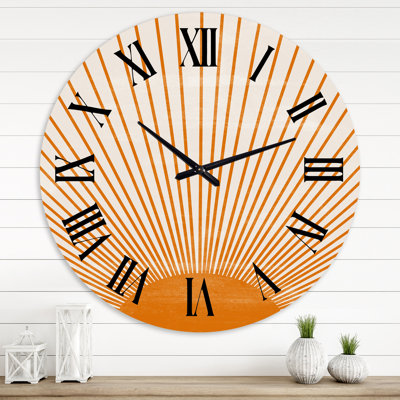 Orange Sun Print III - horloge murale moderne