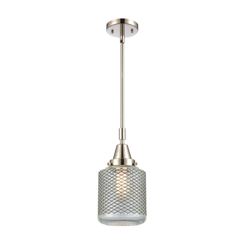 Luminaire suspendu cylindrique à 1 lumière Iyana, DEL, Nickel poli