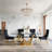 Glass Top Metal Base Dining Table With 4 Velvet Dining Chairs,5 - Piece Pedestal Dining Set-106913232-106913233