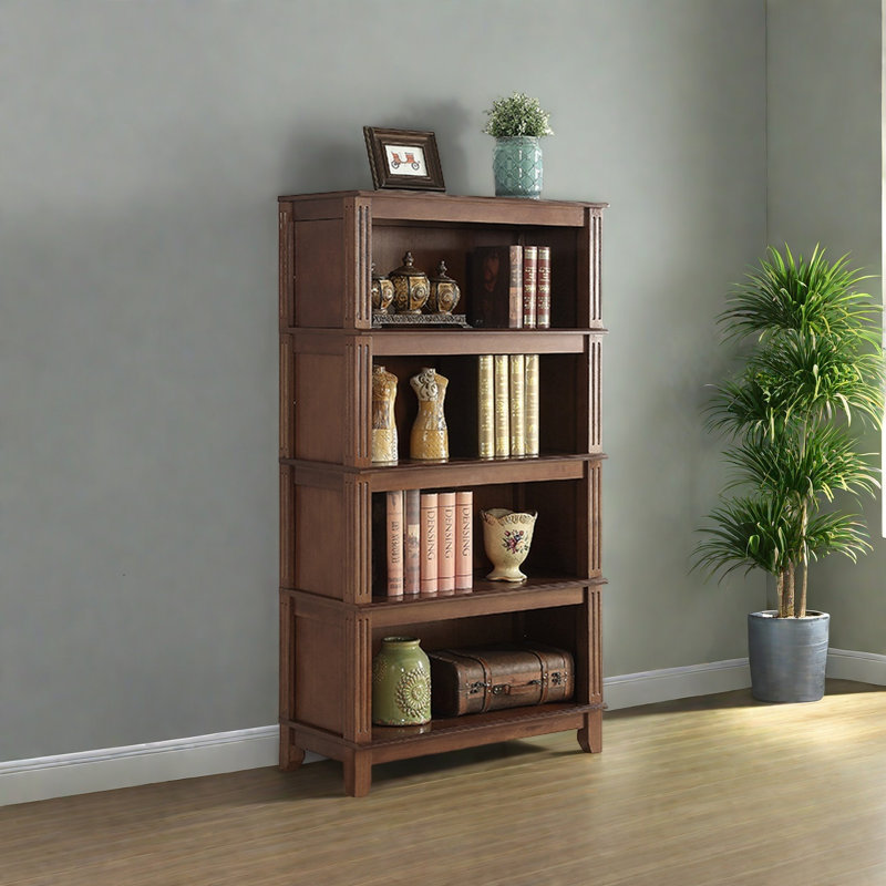 Retro versatile bookcase, (4 Shelves) 58.2"H x 31.4"W x 14.9"D, Dark Brown
