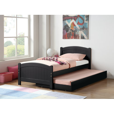 Lit simple avec lattes de lit gigogne en pin noir et mobilier pour chambre d'enfant