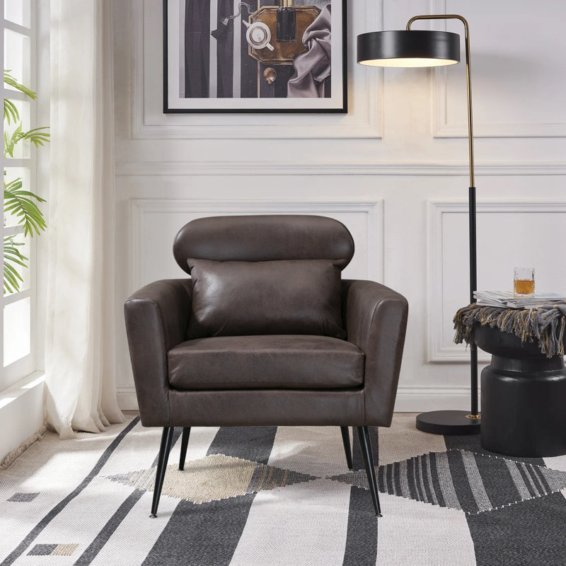 Fauteuil l 29,5 po en polyester, Polyester brun foncé