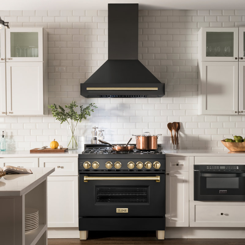 Autograph Edition 36" Adjustable Height 700 CFM Ducted Wall Mount Range Hood, Champagne Bronze