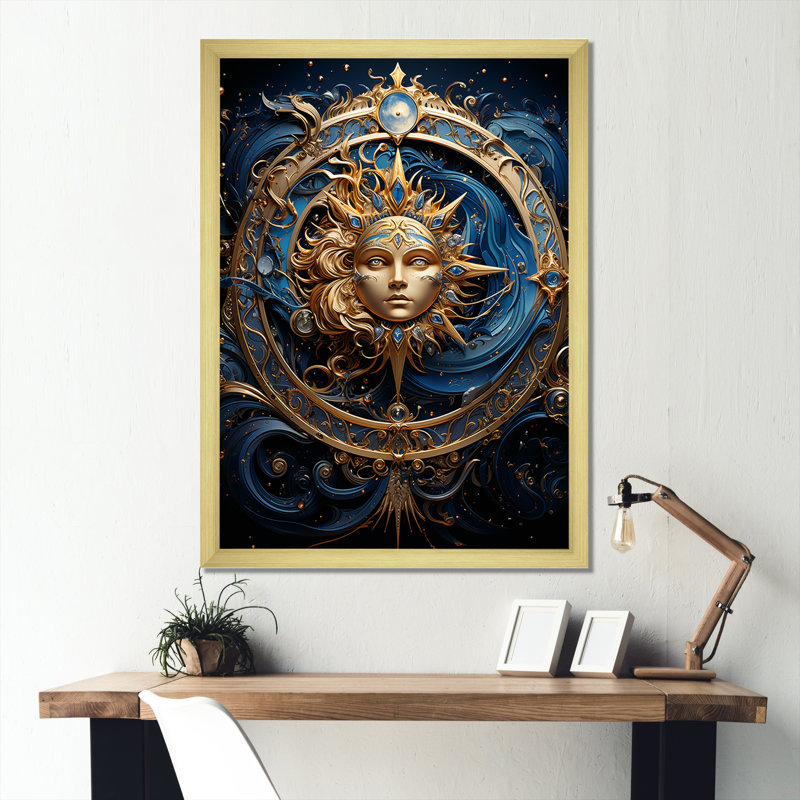 «Zodiac Calestial Harmony» sur impression sur toile, H 32 po x l 16 po x P 1 po, Encadrement doré