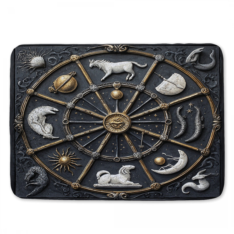 Zodiac Symbols Bath Mat Astrology Bathroom Decor Steampunk, L 34 po x l 21 po
