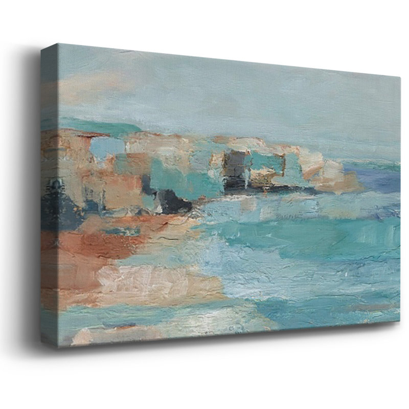 Toile tendue tendue avec châssis «Turquoise Cliff Wall I» - prête à être accrochée, H 8 po x l 12 po