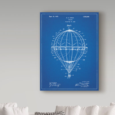 Manilo 'Hot Air Balloon' Drawing Print on Wrapped Canvas