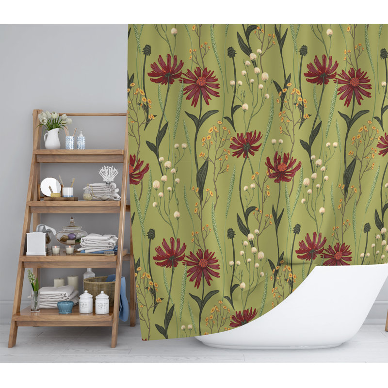 Adijah Floral Shower Curtain, 72" H x 70" W