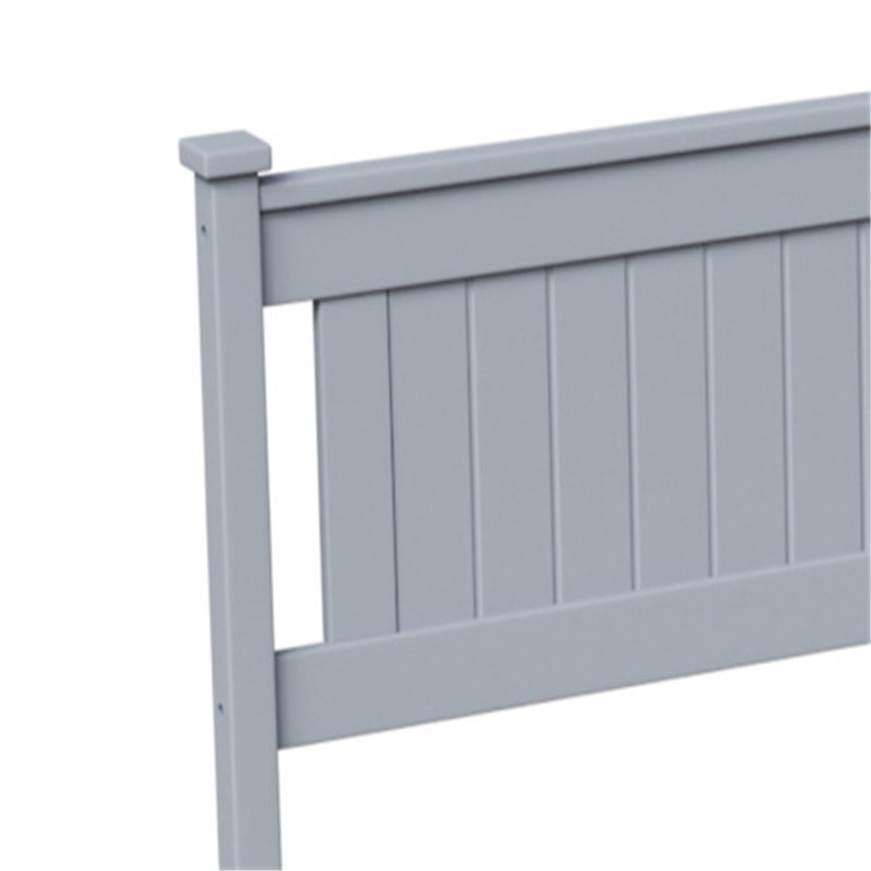 Wood Bed With Headboard, Gray, Twin
