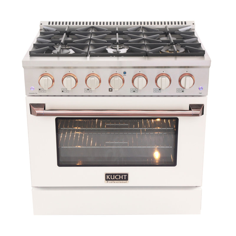 Kucht 36'' W Free Standing Range, Liquid Propane, White