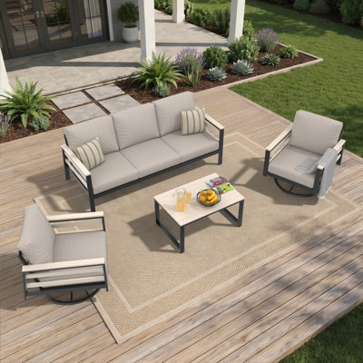 Kachig 4 Piece Sofa Seating Group With Sunbrella® Cushions