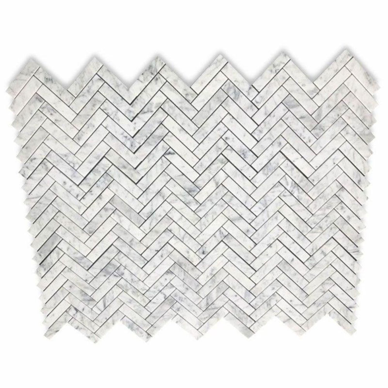 1" x 4" Marble Mosaic Wall & Floor Tile, Polished White