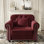 Canapé Chesterfield de 41,3 po en velours avec garniture cloutée et accoudoirs roulés, canapé de style Mid-Century moderne capitonné, comprenant 1 oreiller