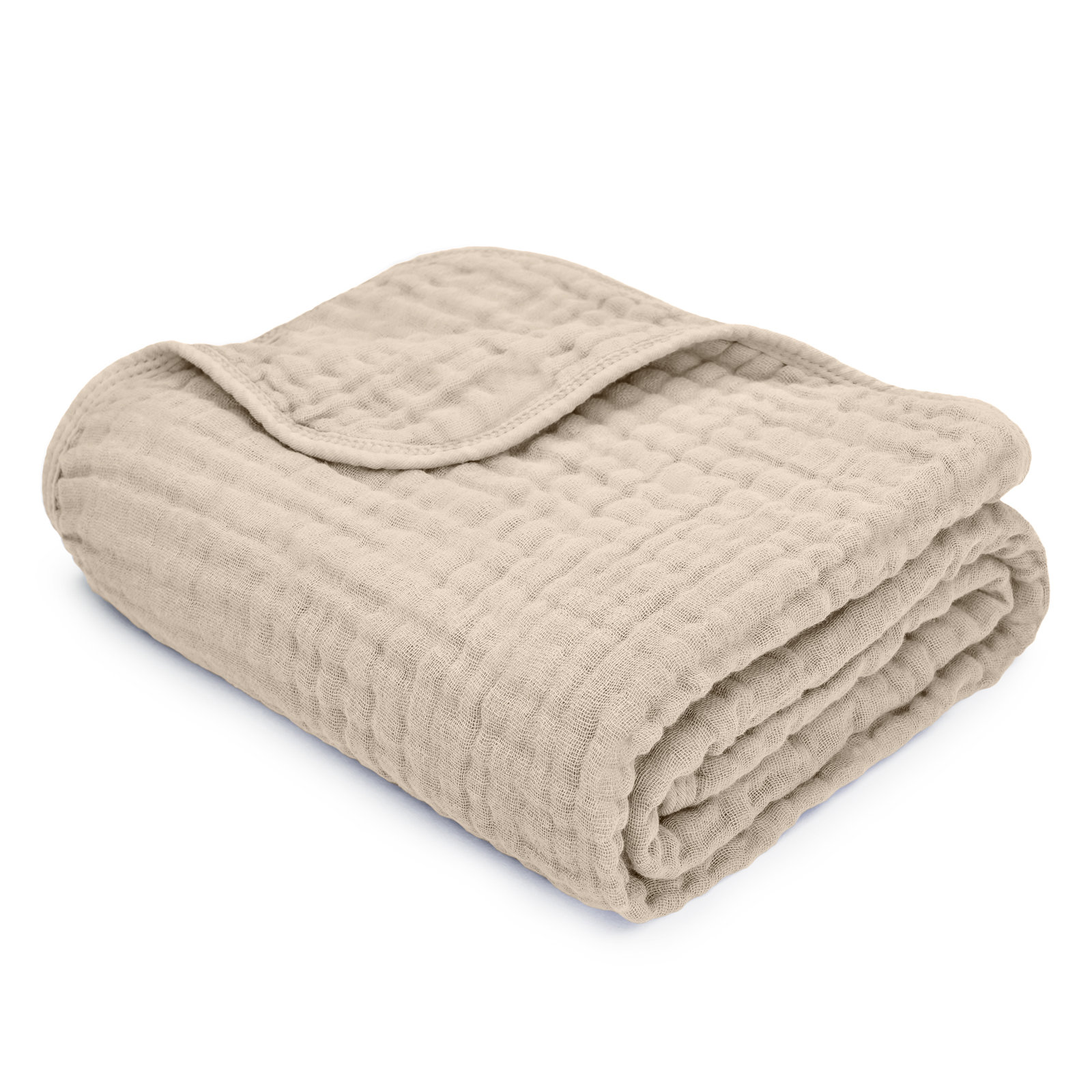 Karlina Cotton Muslin Throw Blanket, Baby, Sand