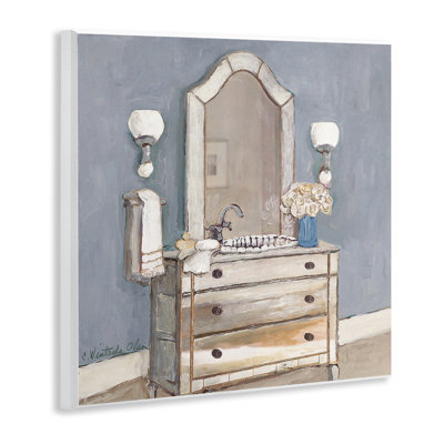 Lavabo pour salle de bain et plaque murale miroir, design par Charlene Olson