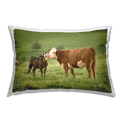Cow & Calf Preening Outdoor Printed Pillow by Marty Hulsebos
