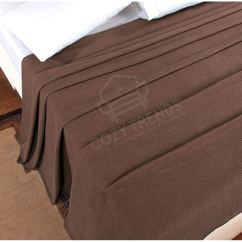 Couverture en coton, Simple, 3, Café