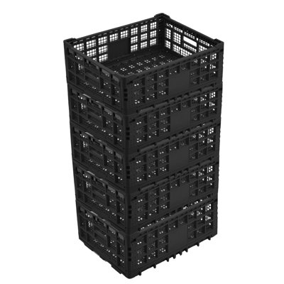 Bac de rangement pliable Containe, caisse à lait pliable de 52 litres, caisse de rangement en plastique robuste empilable avec poignée, rangements de transport pliables pour le rangement de jouets de bureau à domicile