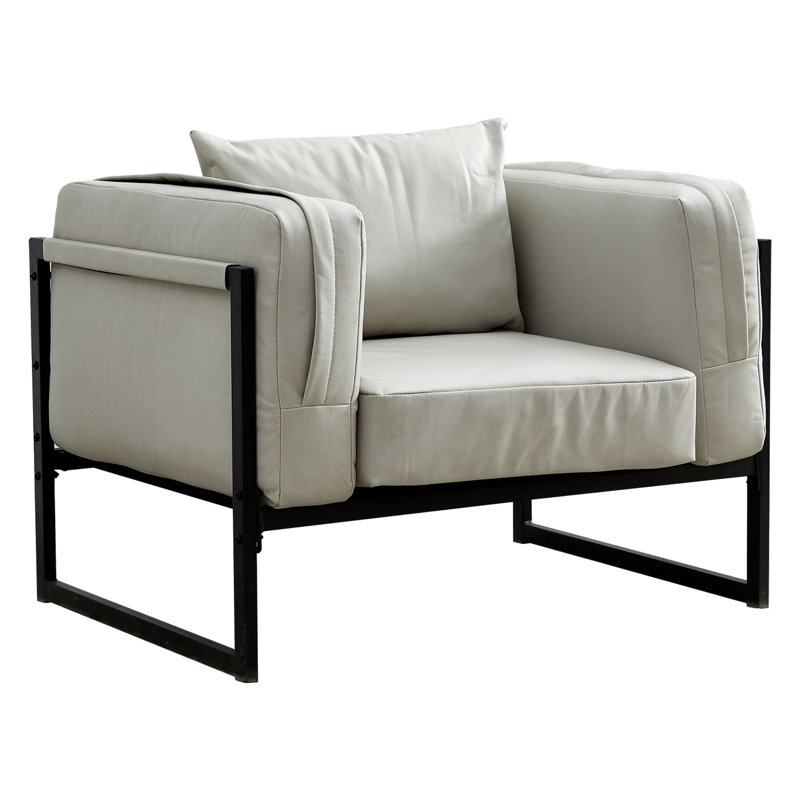 Khrishna 1 Seater Faux Leather Sofa, Beige