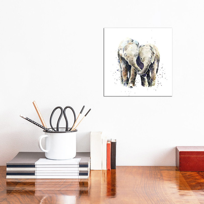 Two Elephants - Wrapped Canvas Painting, 30.48 cm H x 30.48 cm W