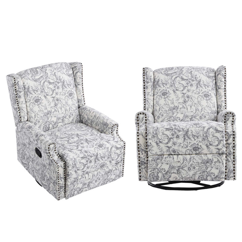 Fauteuil inclinable et oscillant rembourré classique, Chenille gris pâle