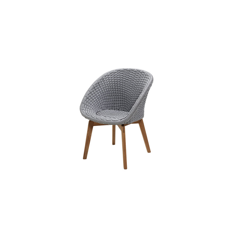 Peacock Patio Dining Armchair with Cushion, Light Gray/Teak