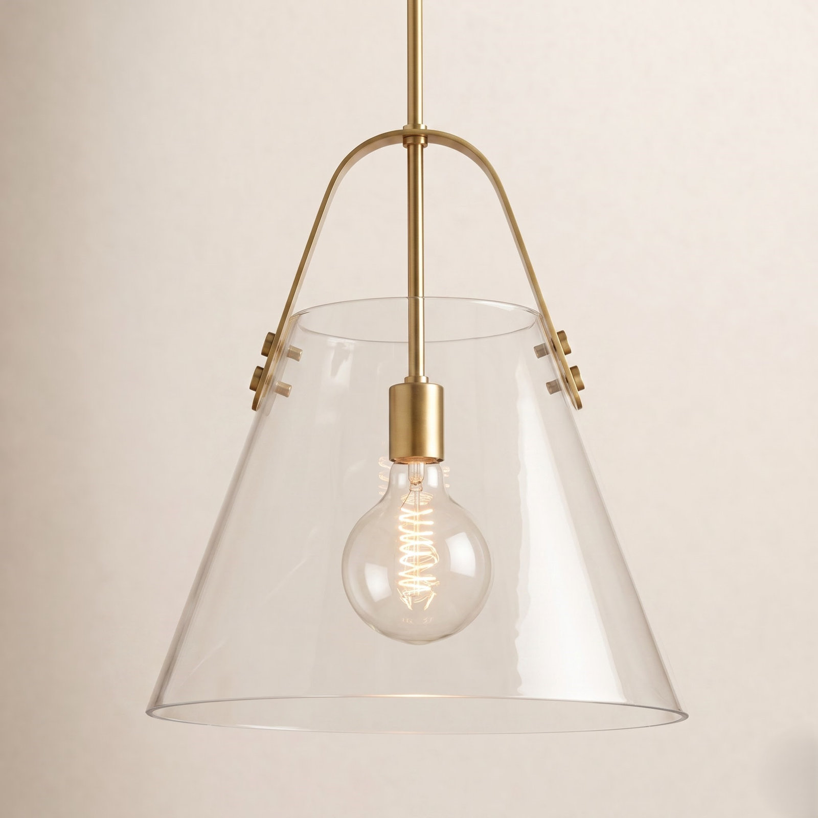Ahava Single Light Glass Pendant, Aged Brass
