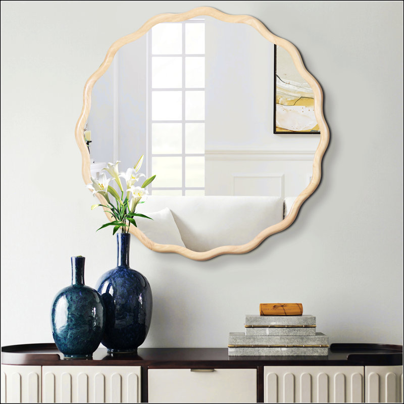 Magnifique miroir ondulé en bois massif pour la décoration murale, s'adapte à n'importe quelle pièce de votre maison.