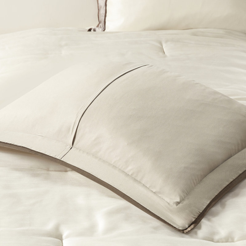 Couette King taupe/brun - 7 pièces, lavable à la machine, couleur neutre, taille décorative