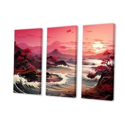 Rose et jaune, mystique, crépuscule mystique II - coucher de soleil côtier, art mural