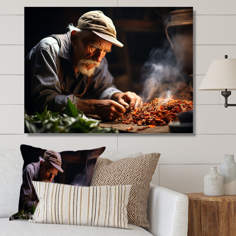 Expression artisanale de cigares à Cuba, Toile tendue, H 34 po x l 44 po x P 1,5 po