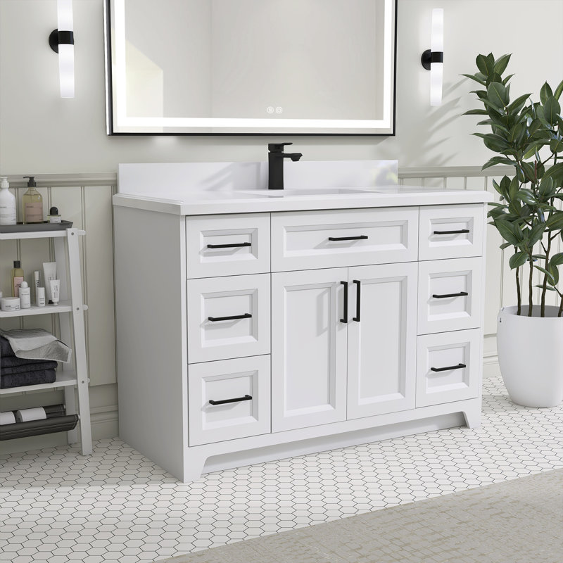 Solid Wood 48'' Single Bathroom Vanity Base Only, White