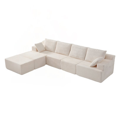 Oversized Cloud Boneless Sofa with 2 Ottomans and DIY Modular Design