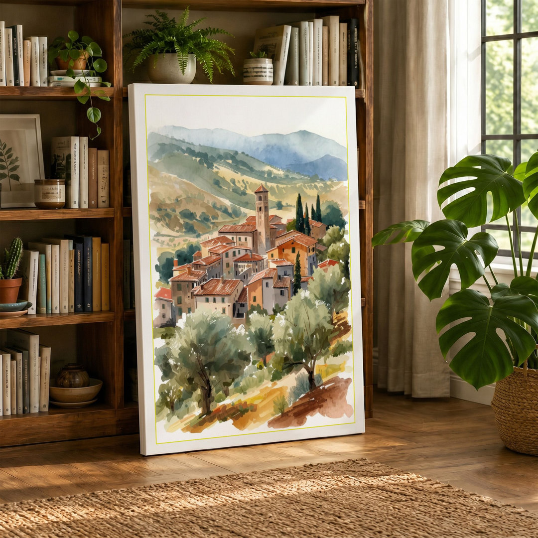 Tuscan Hillside Village Rustic - Wrapped Canvas