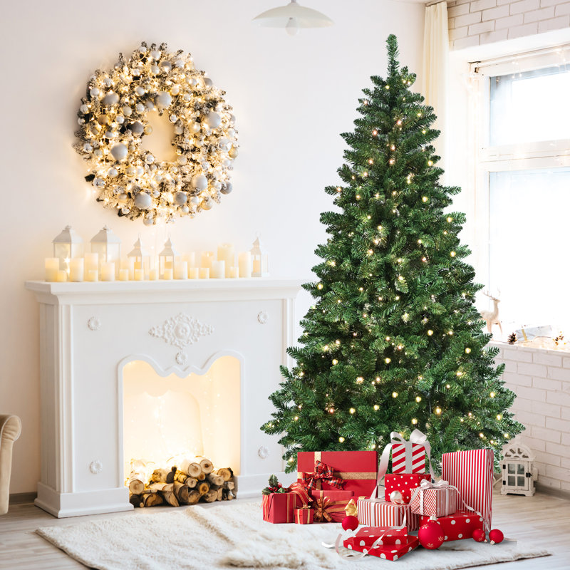 Arbre de Noël 7 pi avec contrôle du Wi-Fi, 1063 branches, 38 effets, synchro musicale et support stable 400 lumières, motifs, structure à charnières