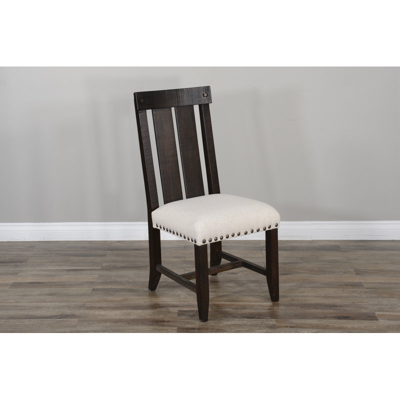 Charlise 18'' H Upholstered Mahogany Side Chair, Tan/Black