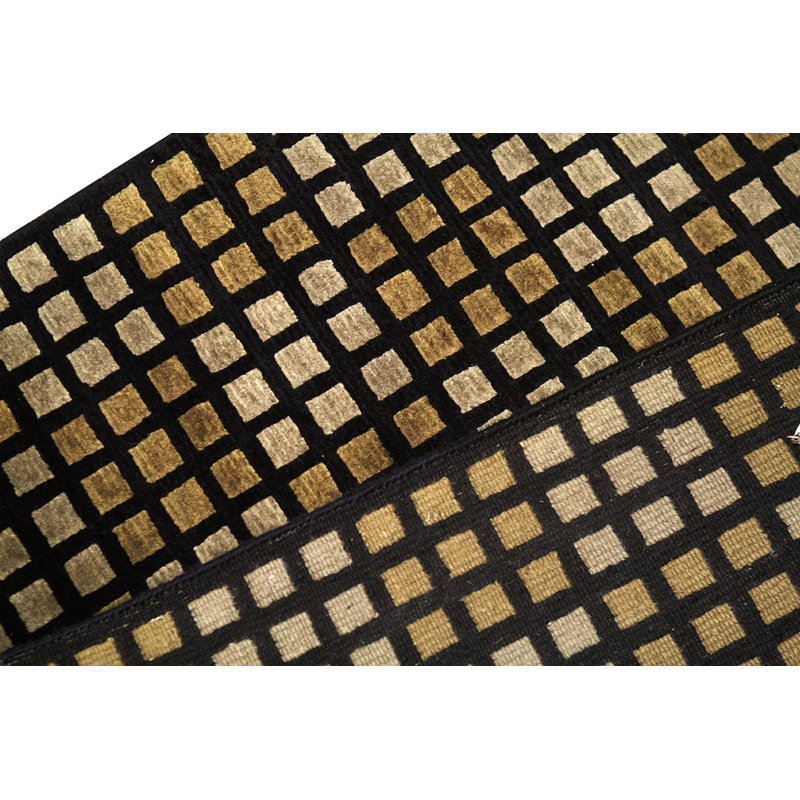 Tapis noir et vert de haute qualité noué à la main