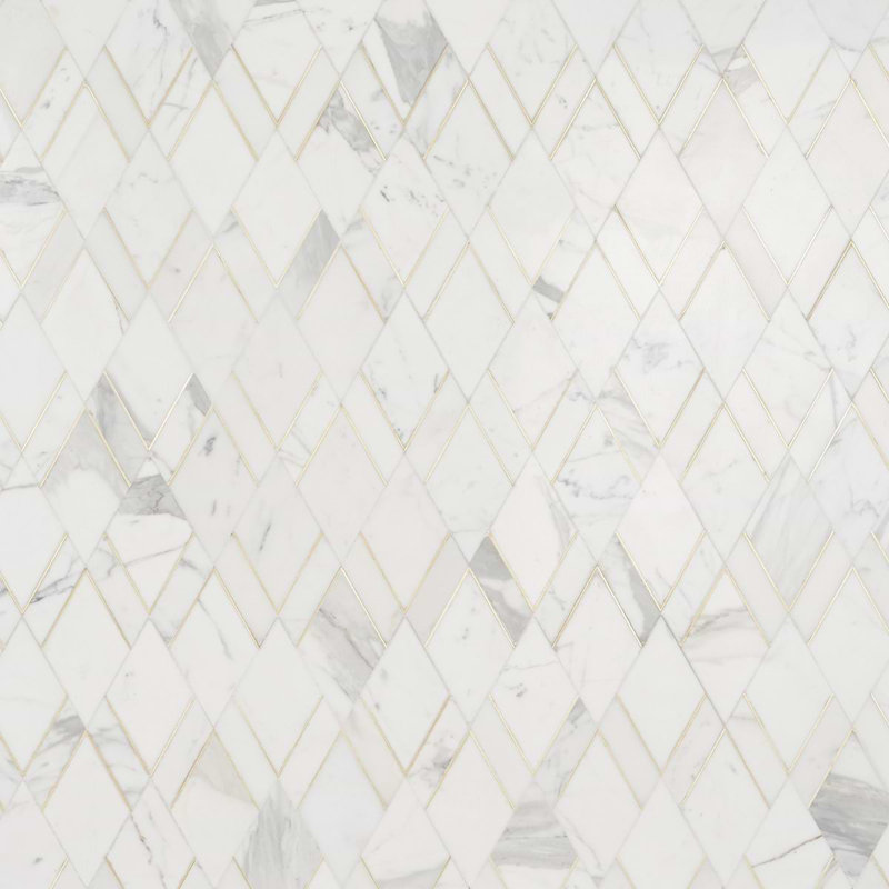 Enver Calacatta Polished And Brass Mosaic