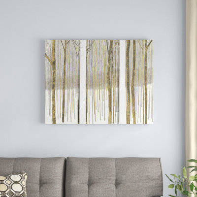 Cabin & Lodge «Forest in Winter Gold», peinture à multiples images sur toile