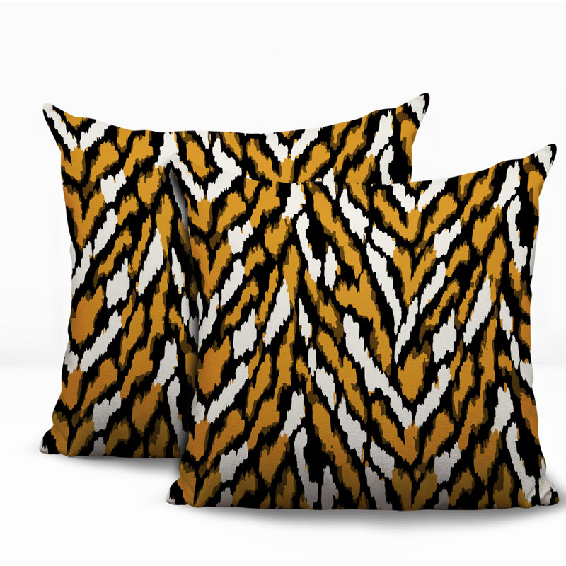 Coussin réversible intérieur / extérieur à imprimé zébré Jules, Yellow, 20x20